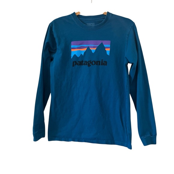 Patagonia Blue Long Sleeve Logo Graphic Cotton Shirt, Sz. S - Picture 3 of 12